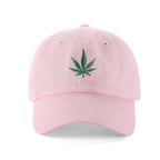 Low-Crown 6-Panel Embroidered Leaf Cap-Pink