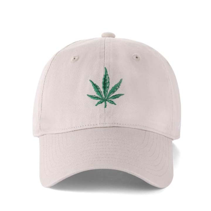 Low-Crown 6-Panel Embroidered Leaf Cap - Beige