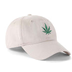 Low-Crown 6-Panel Embroidered Leaf Cap - Beige