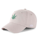 Low-Crown 6-Panel Embroidered Leaf Cap - Beige