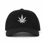 Low Crown Leaf Snapback Cap – Black