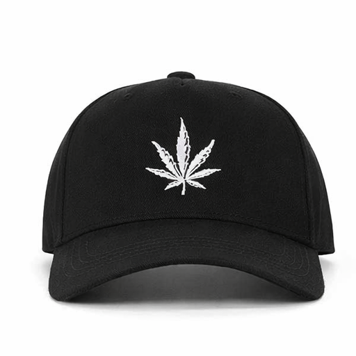 Low Crown Leaf Snapback Cap – Black