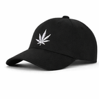 Low Crown Leaf Snapback Cap – Black