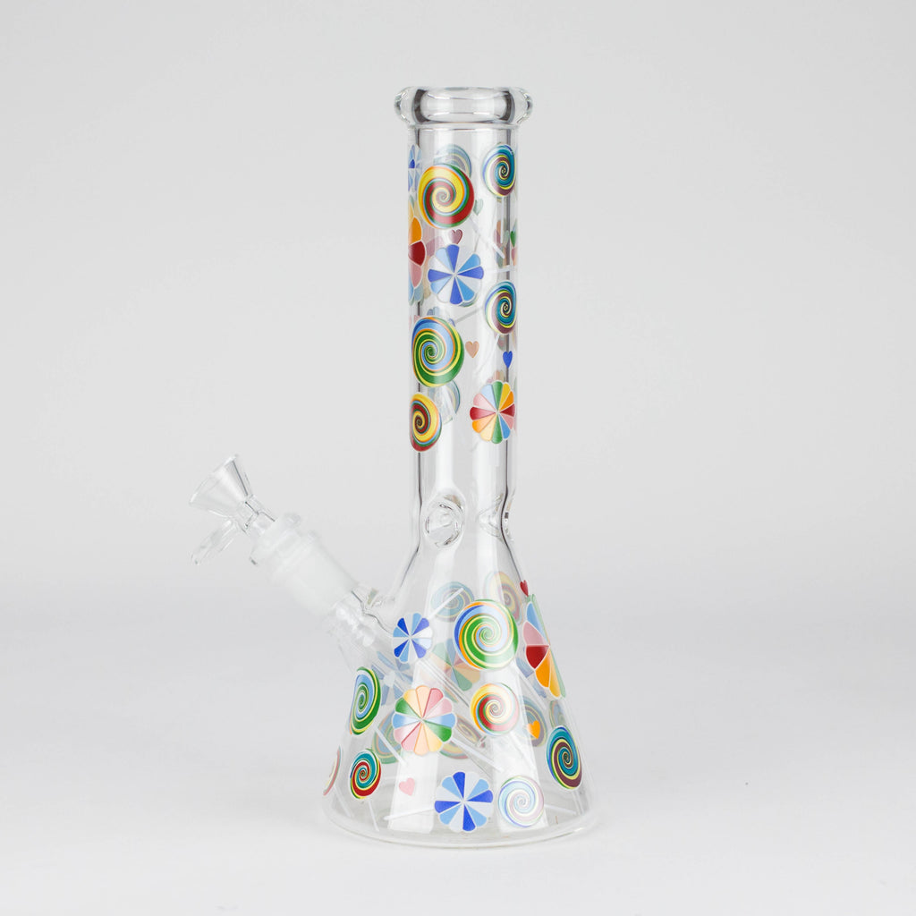 10" Glass Beaker Bong – Lollipops Design (Glow in the Dark)