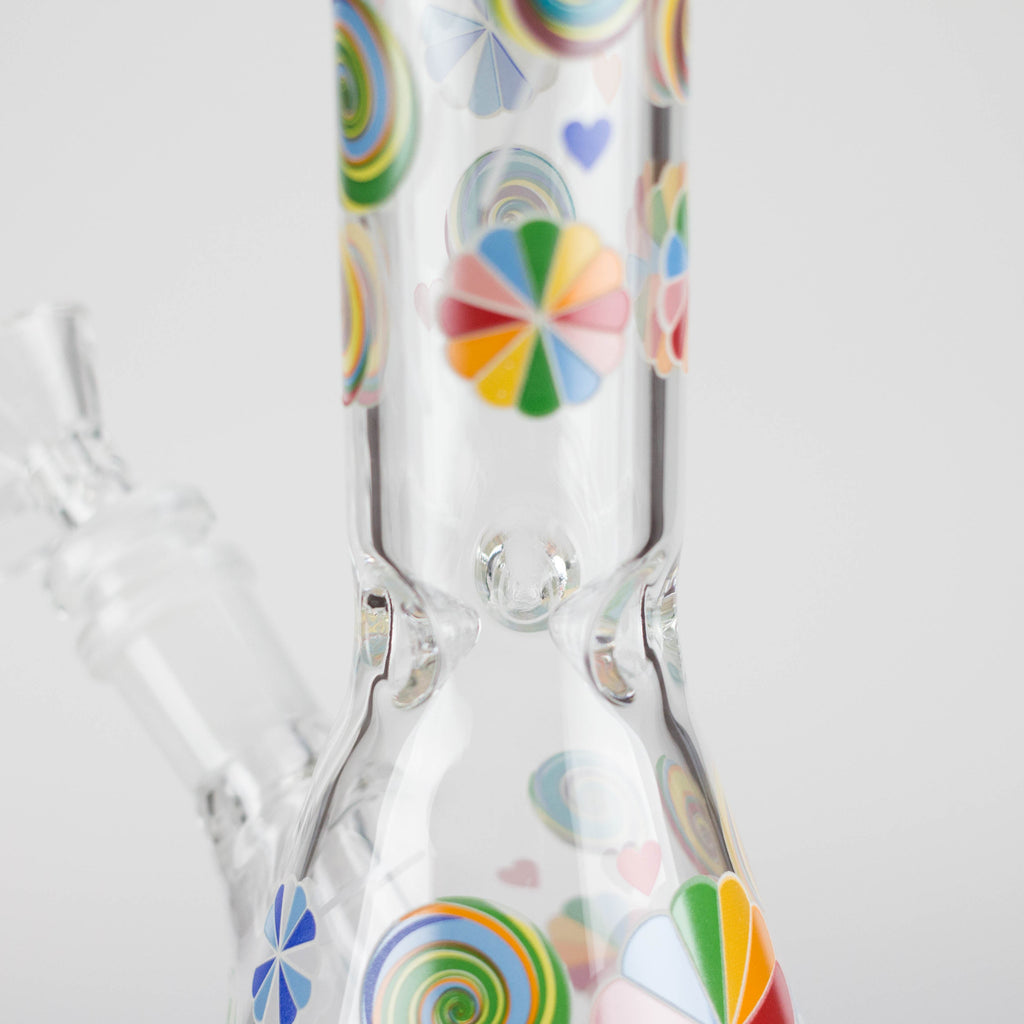 10" Glass Beaker Bong – Lollipops Design (Glow in the Dark)
