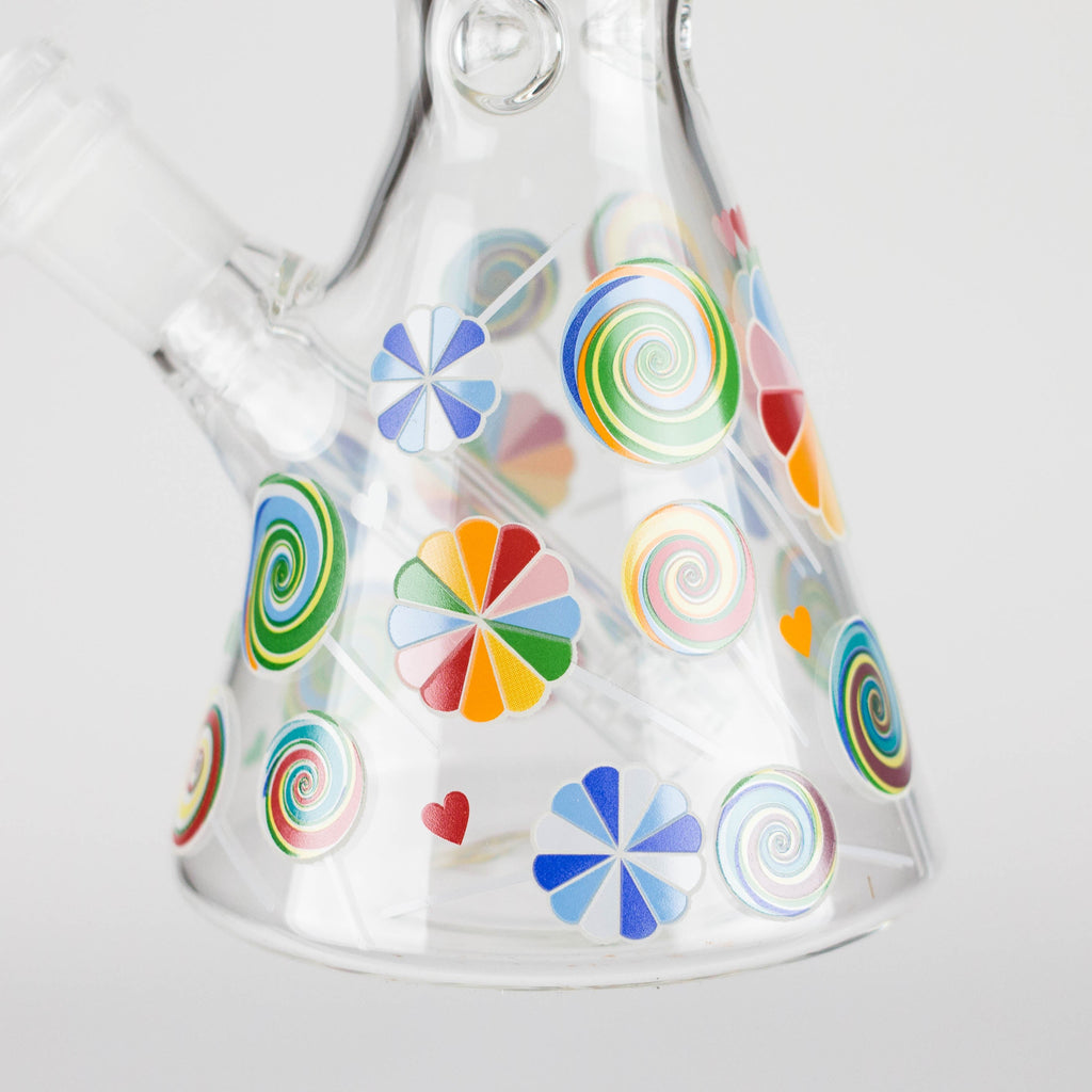 10" Glass Beaker Bong – Lollipops Design (Glow in the Dark)