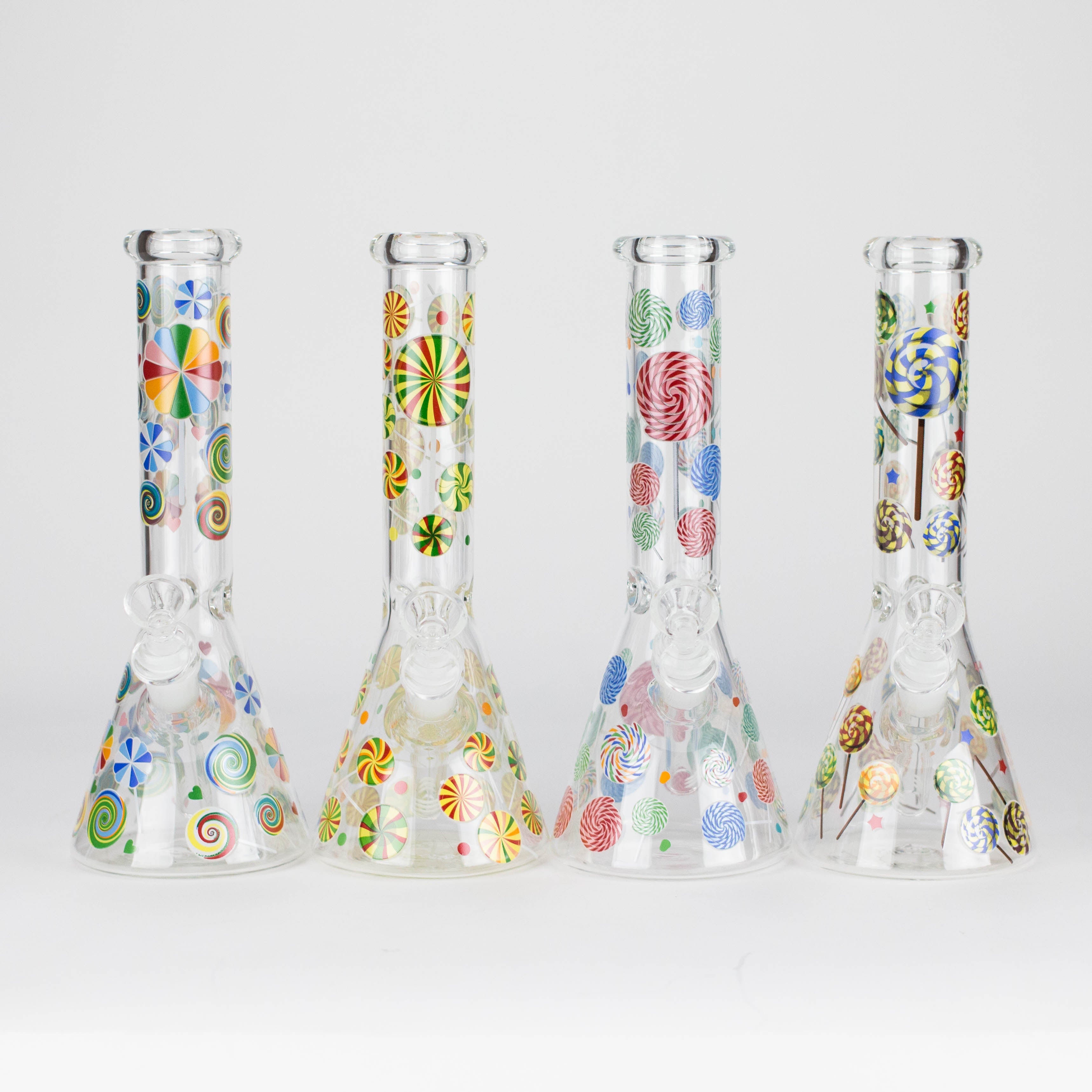10" Glass Beaker Bong – Lollipops Design (Glow in the Dark) Main image