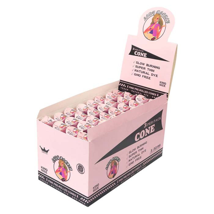 LADY HORNET | Pink King Size Pre-Rolled Cones – 3pcs/Pack, 32 Packs/Box Main image