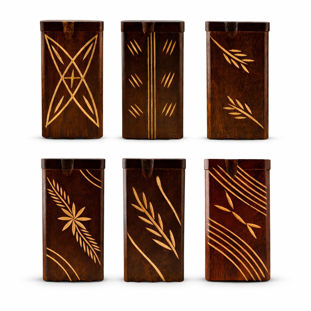 Wooden Dugout Set with One Hitter – Assorted Carved Designs Main image