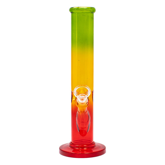 10" Rasta Colored Cylindrical Medium Glass Bong Main image
