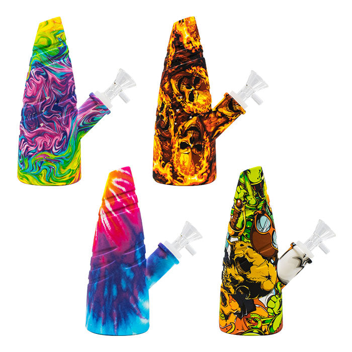 8" Cone Shaped Graphical Silicone Bong Main image