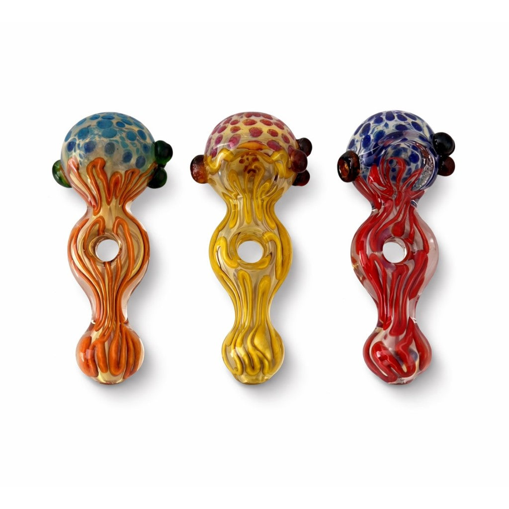 5” Artistic Double Glass Hand Pipe-Assorted Color Main image