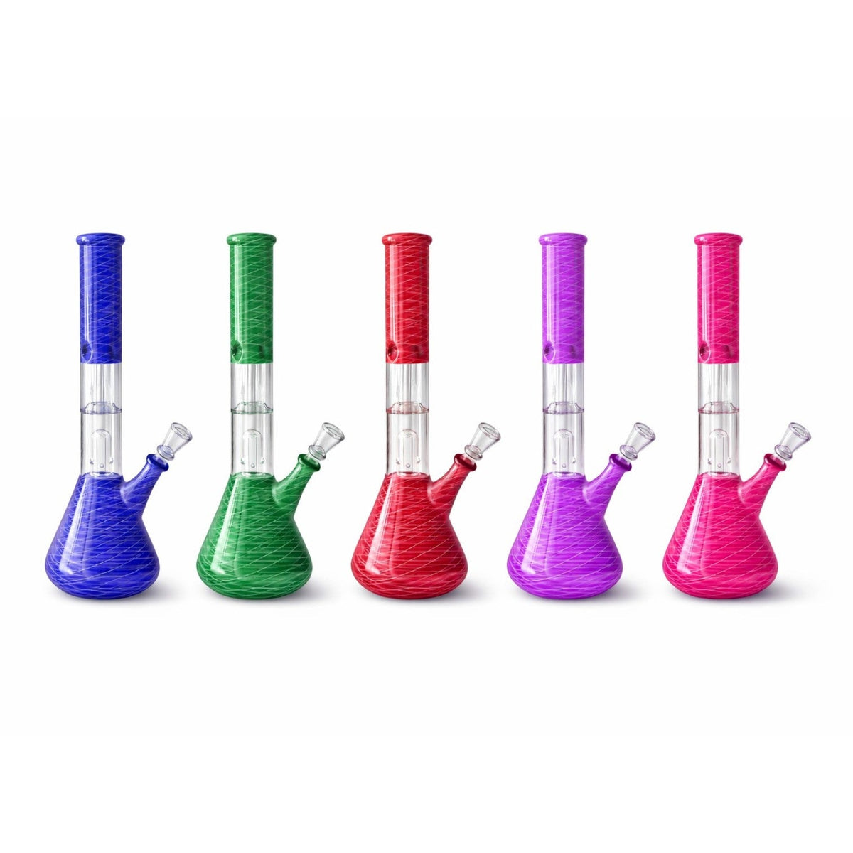 12” Dual Chamber Showerhead Perc Beaker Bong – Assorted Colors Main image