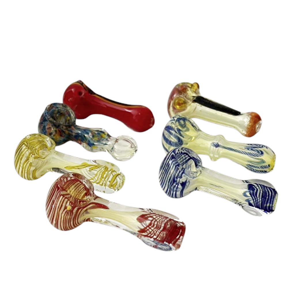 StripeWave 3" Glass Pipe-Assorted Design& Colours-2CT Main image