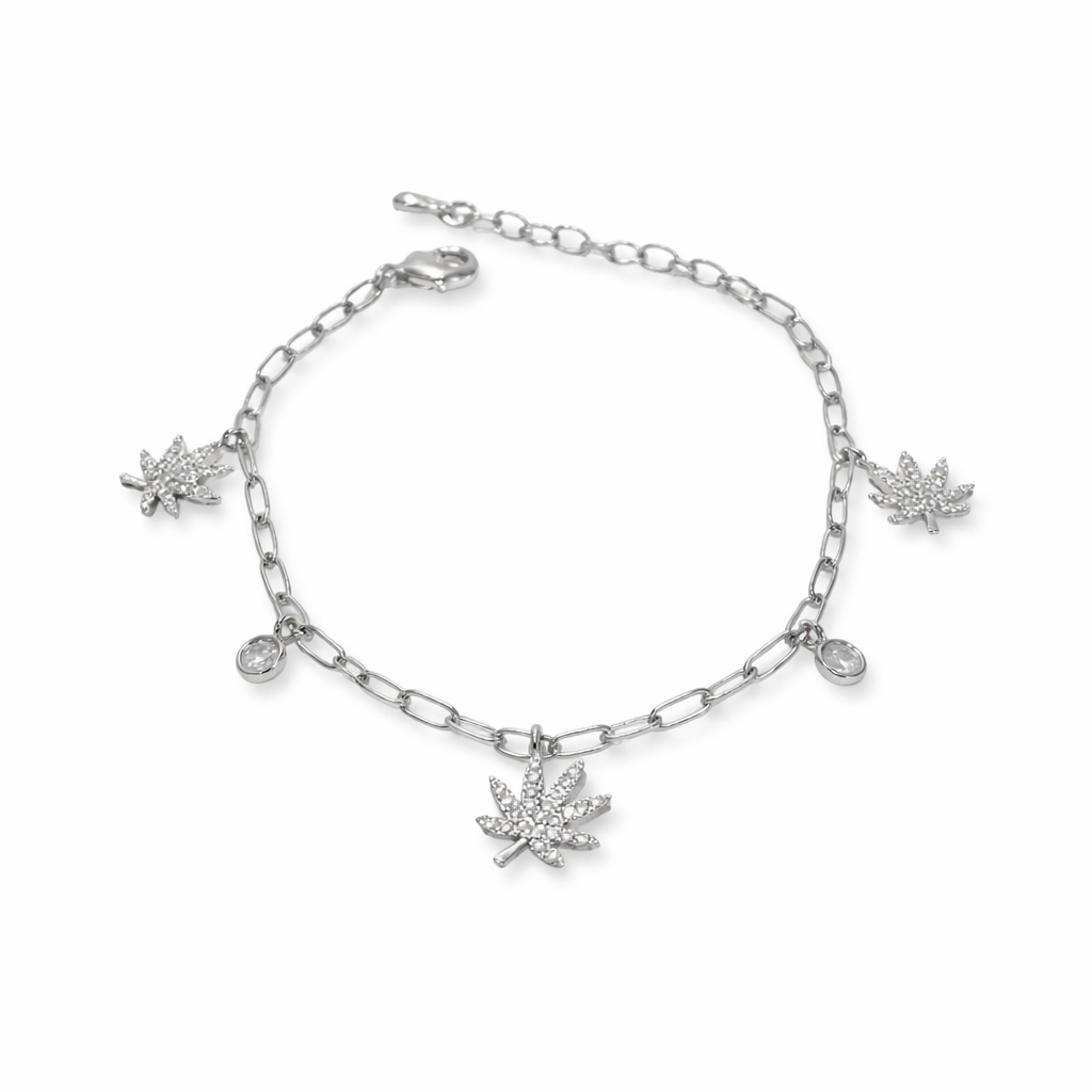 The Kush Girls | SILVER CANNABIS CHARMED BRACELET Secondary image