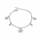 The Kush Girls | SILVER CANNABIS CHARMED BRACELET