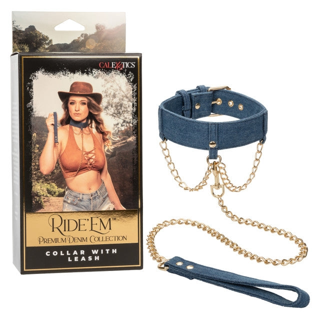 Ride 'Em Premium Denim Collection Collar With Leash Main image