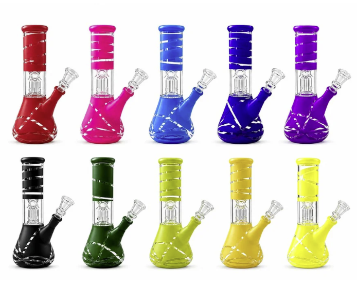 8” Color Spiral Beaker Bong – Built-In Perc Main image
