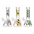 10" Glow-in-the-Dark Floral Beaker Bong