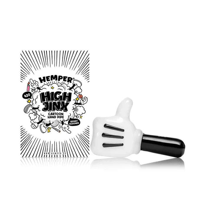 Hemper | 4" High Jinx Glass Hand Pipe – Cartoon Thumbs Up Design [PP5912] Secondary image