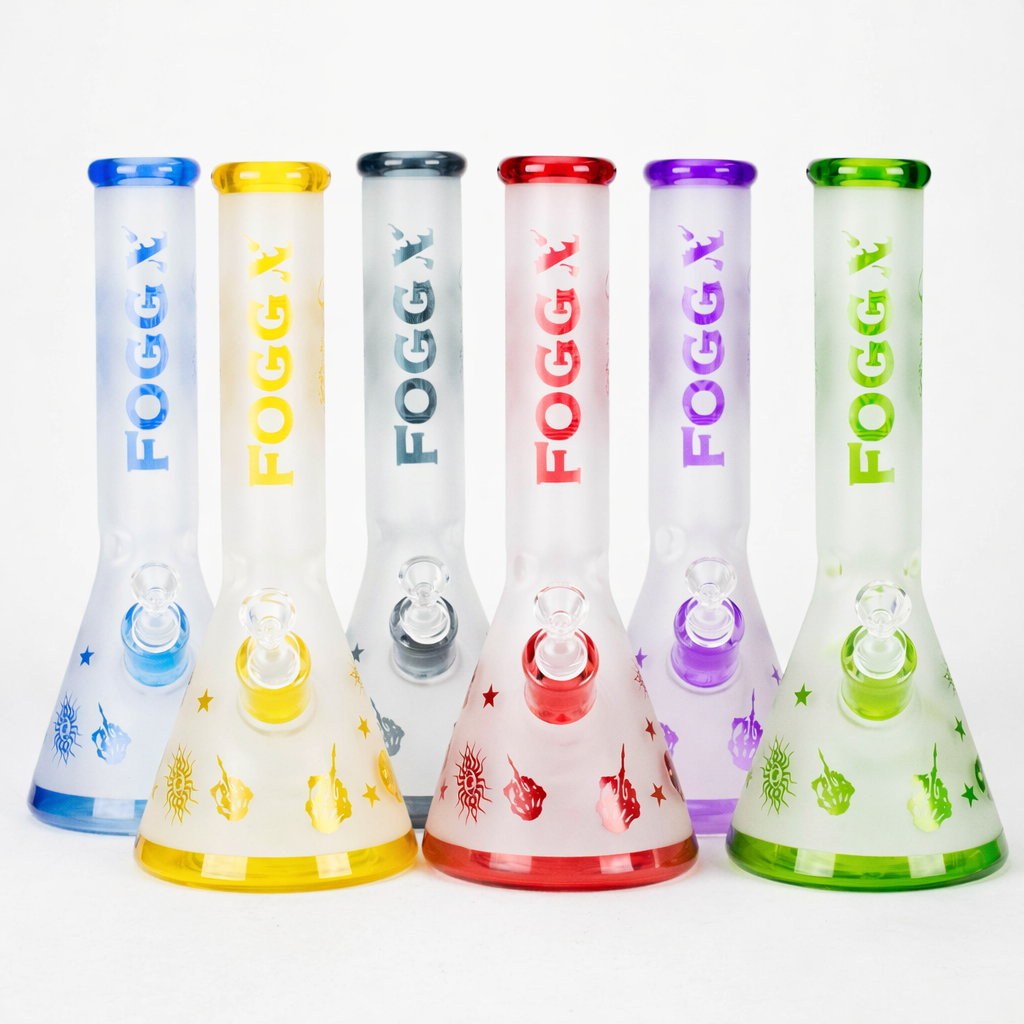 FOGGX | 14" Sandblasted Frosted Small Skull Beaker Glass Water Pipe – 7mm Thick [FT1649ATS] Main image