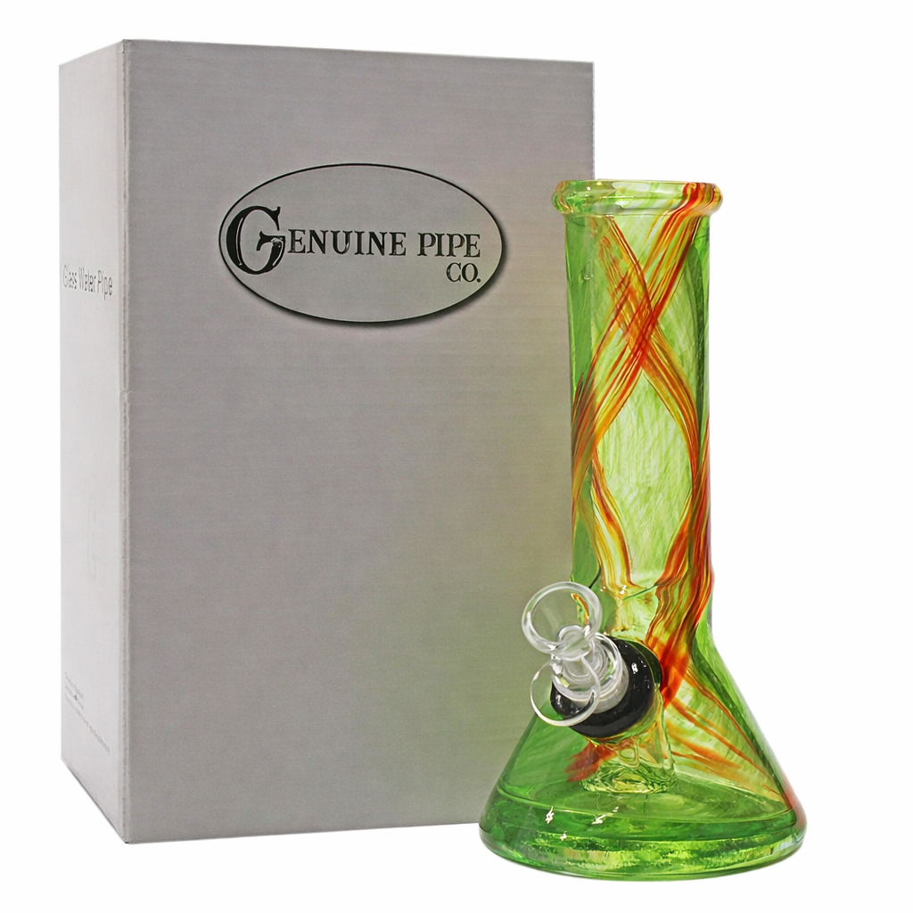 Genuine Pipe Co | 8" Beaker Base Premium Softglass Bong (Green) Main image