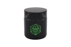 Small Glass Storage Jar and Lid - Real Printed Artwork - UV Protection - Helps Keep Goods Fresh with Light Protection- Tinted Black - 100 ml - Ancient Symbol Design - Accessories By Leaf-Way Brand