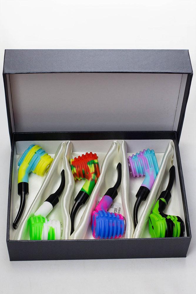 Sherlock Silicone pipe in display with glass bowl-WP134