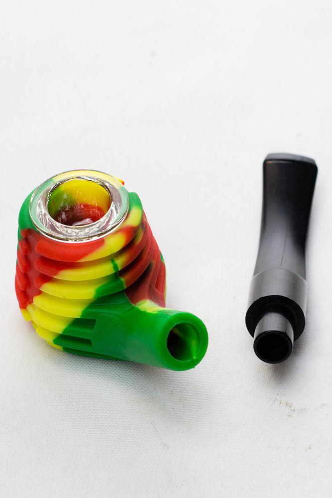 Sherlock Silicone pipe in display with glass bowl-WP134