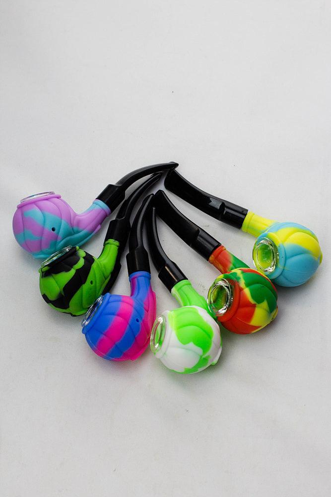 Sherlock Silicone pipe in display with glass bowl-WP139