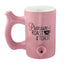 PINK ROAST & TOAST PIPE MUG WITH BLACK PRINT