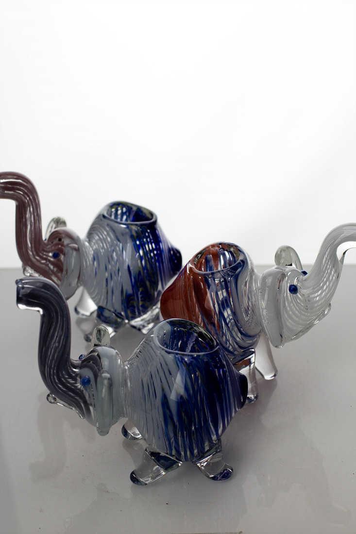 Standing elephant glass hand pipe