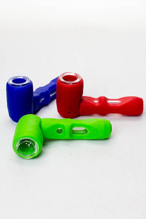Silicone hand pipe with multi holes glass bowl and tube ( GP1537 )