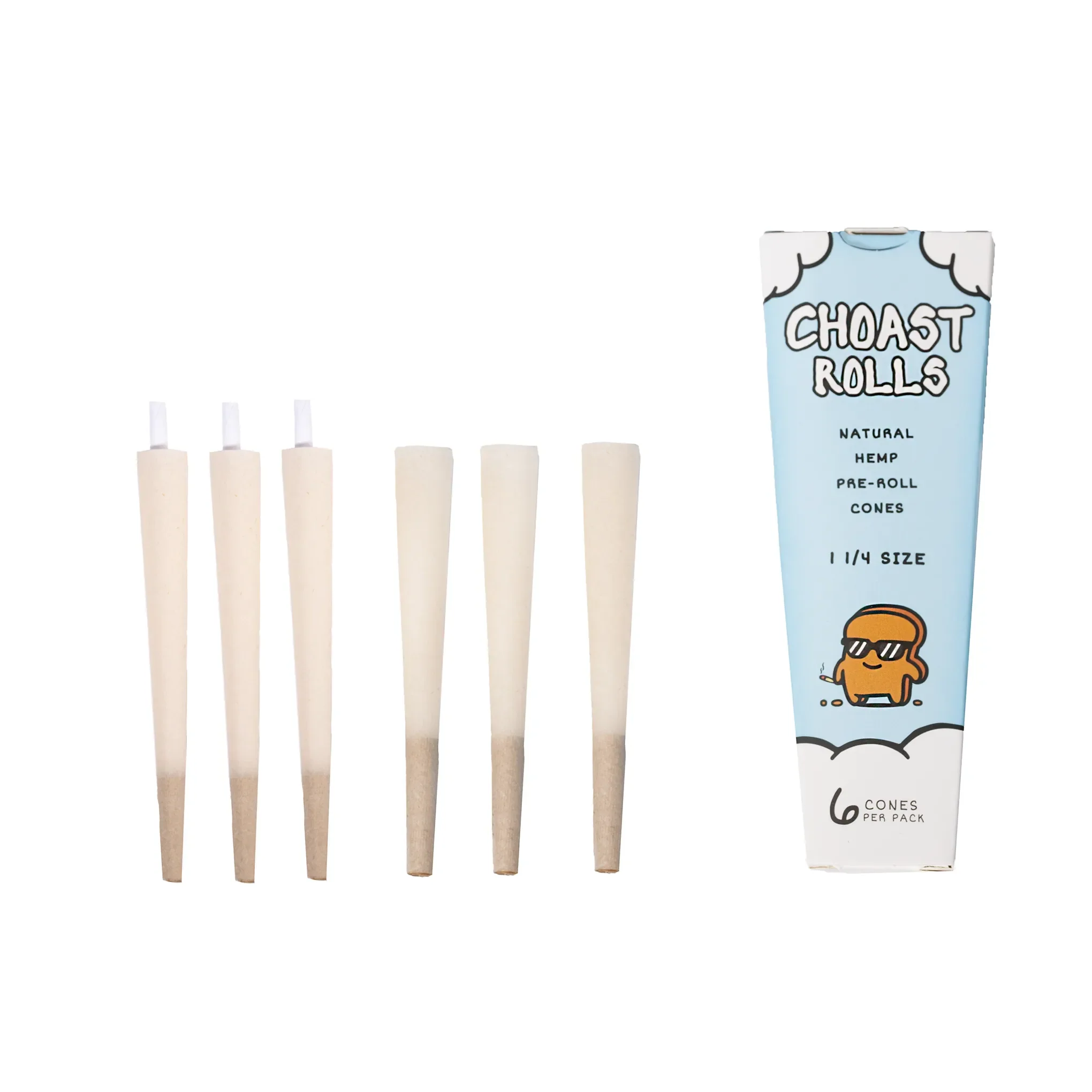 Choast Rolls | 6 Pack 1 1/4 Hemp Cones - 15 Packs Per Box | Made In France Secondary image
