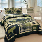 Lodge Collection 3pcs Queen size reversible quilt bed set [6110]
