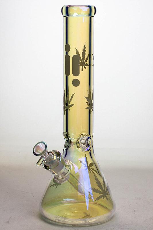 14" Infyniti leaf 7 mm metallic glass water bong (GP1587)
