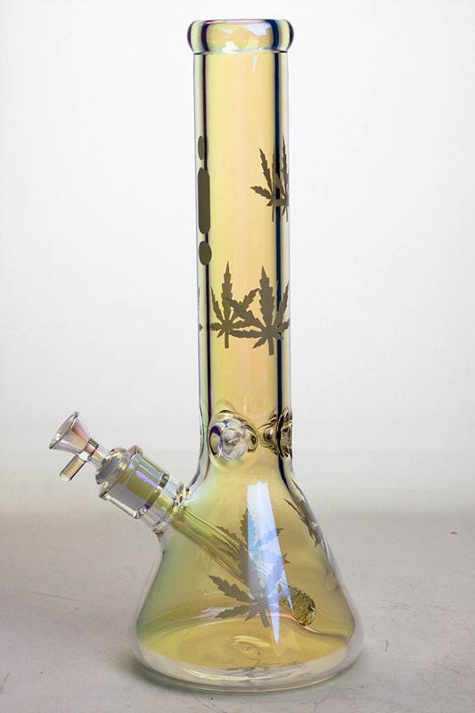 14" Infyniti leaf 7 mm metallic glass water bong (GP1587)
