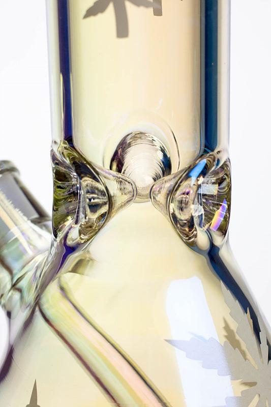 14" Infyniti leaf 7 mm metallic glass water bong (GP1587)