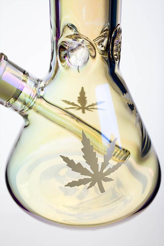 14" Infyniti leaf 7 mm metallic glass water bong (GP1587)