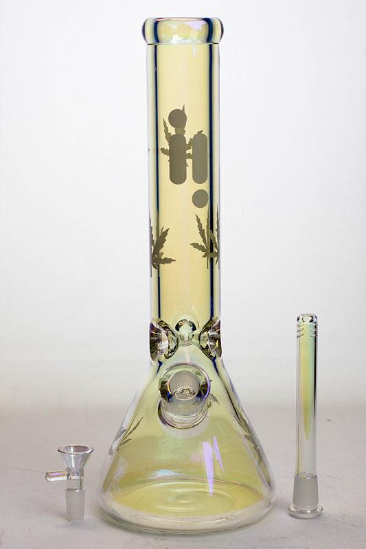 14" Infyniti leaf 7 mm metallic glass water bong (GP1587)