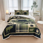 Lodge Collection 3pcs King size reversible quilt bed set [6120]