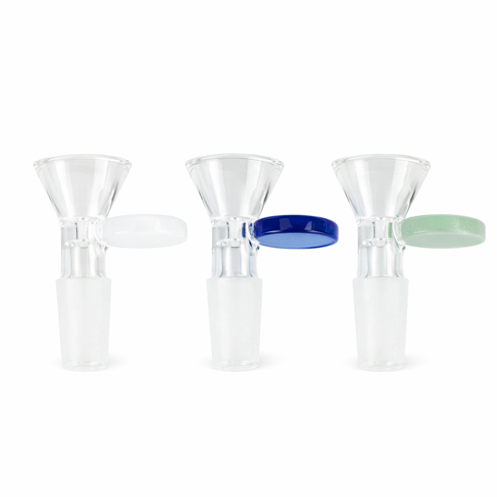 Glass Bowl with Milk Color Round Handle – 14mm (Pack of 3) Main image