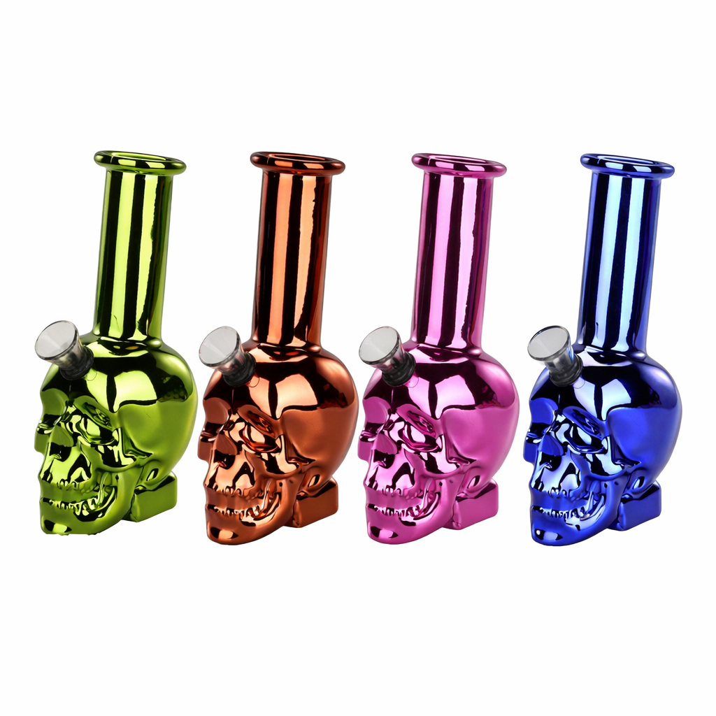 6″ Chrome Reaper Skull Edition Mini Glass Bong – Metallic Finish [JBLMIN-05-16] Main image