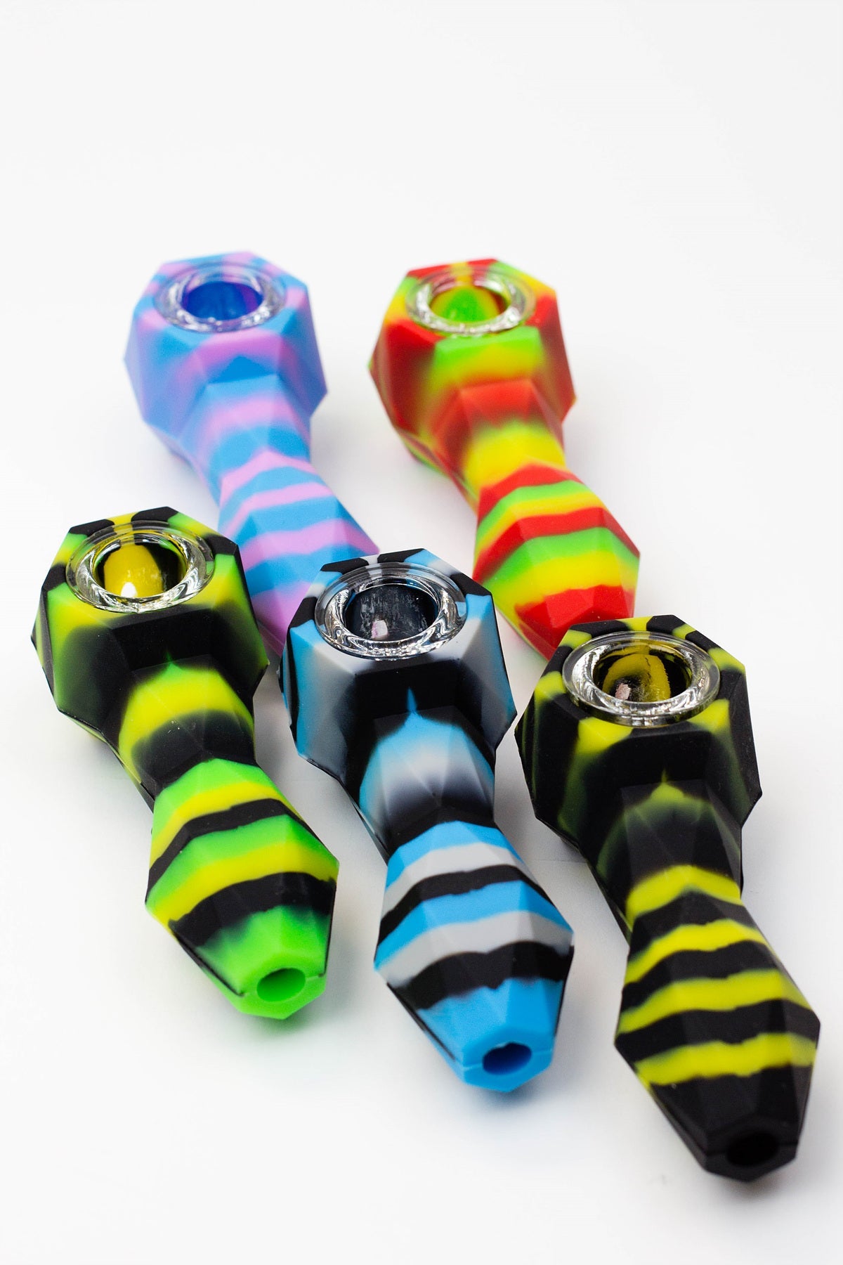 Multi colored Silicone hand pipe with glass bowl Main image