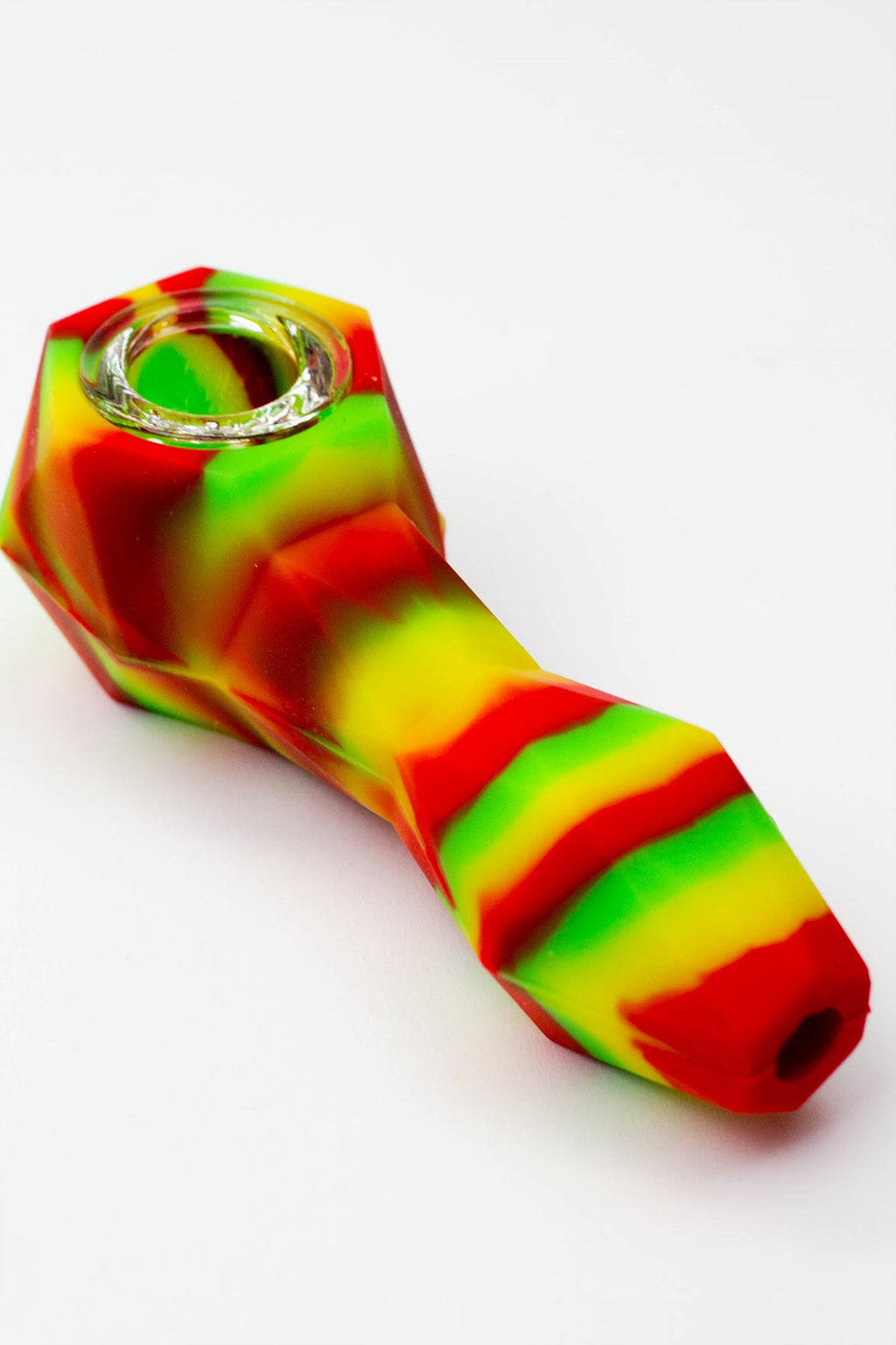 Multi colored Silicone hand pipe with glass bowl