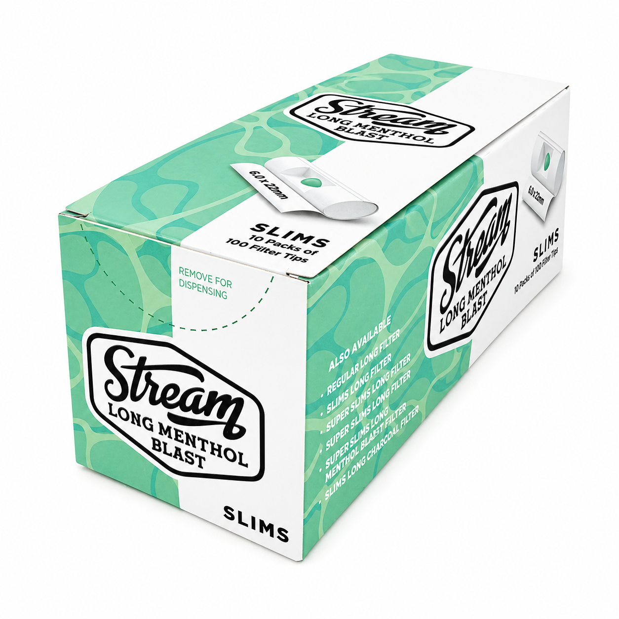 STREAM | Slims Long Menthol Blast RYO Filters Display Carton - 10 Bags (Menthol Capsule Type) Main image