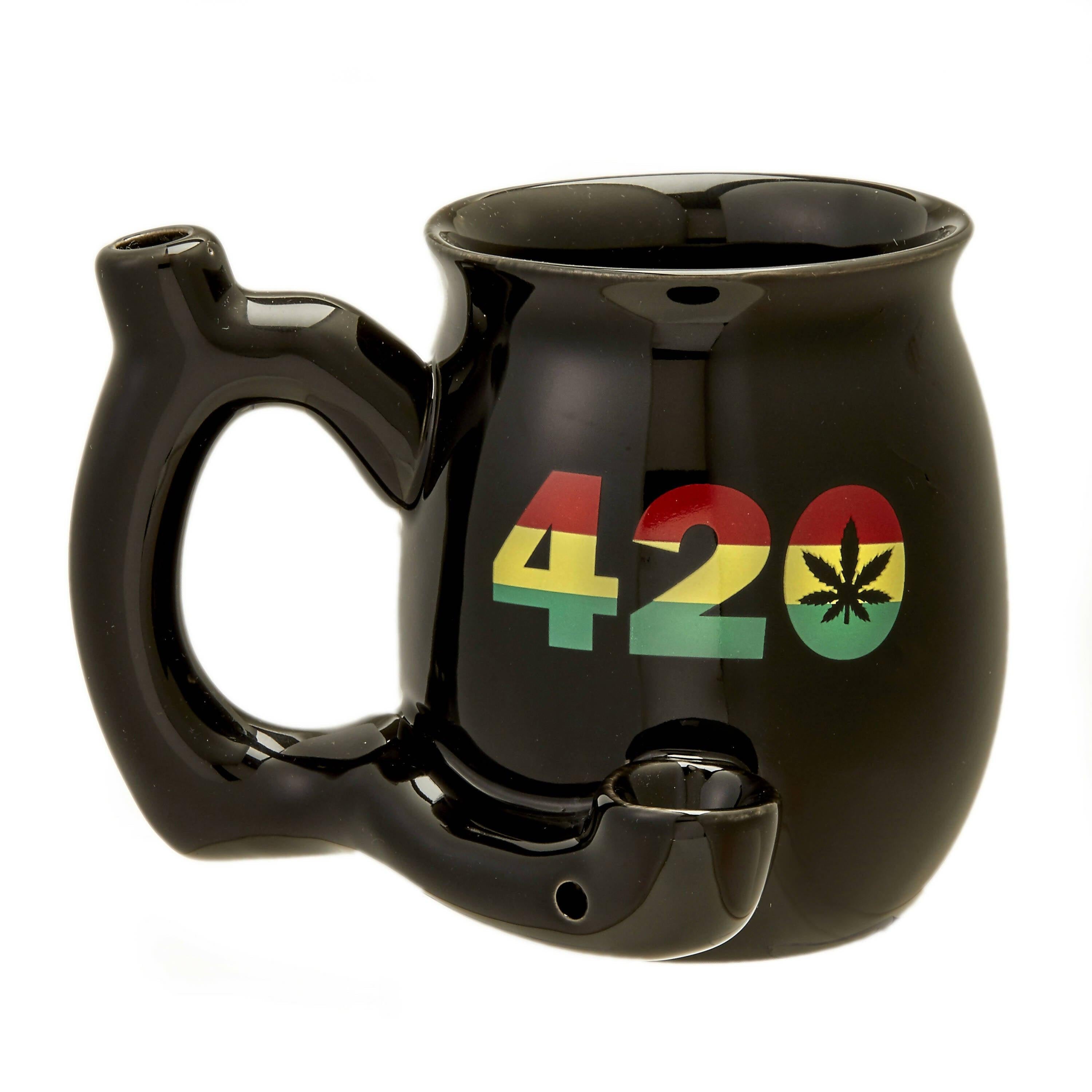 420 Mug - Black Mug with Rasta Colors Main image