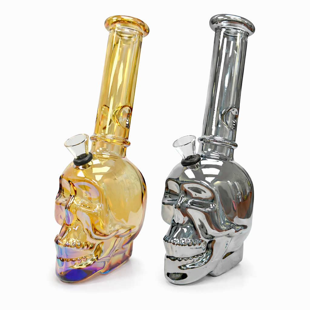 8″ Skull Glass Bong – Metallic Finish [GP2047]. Main image
