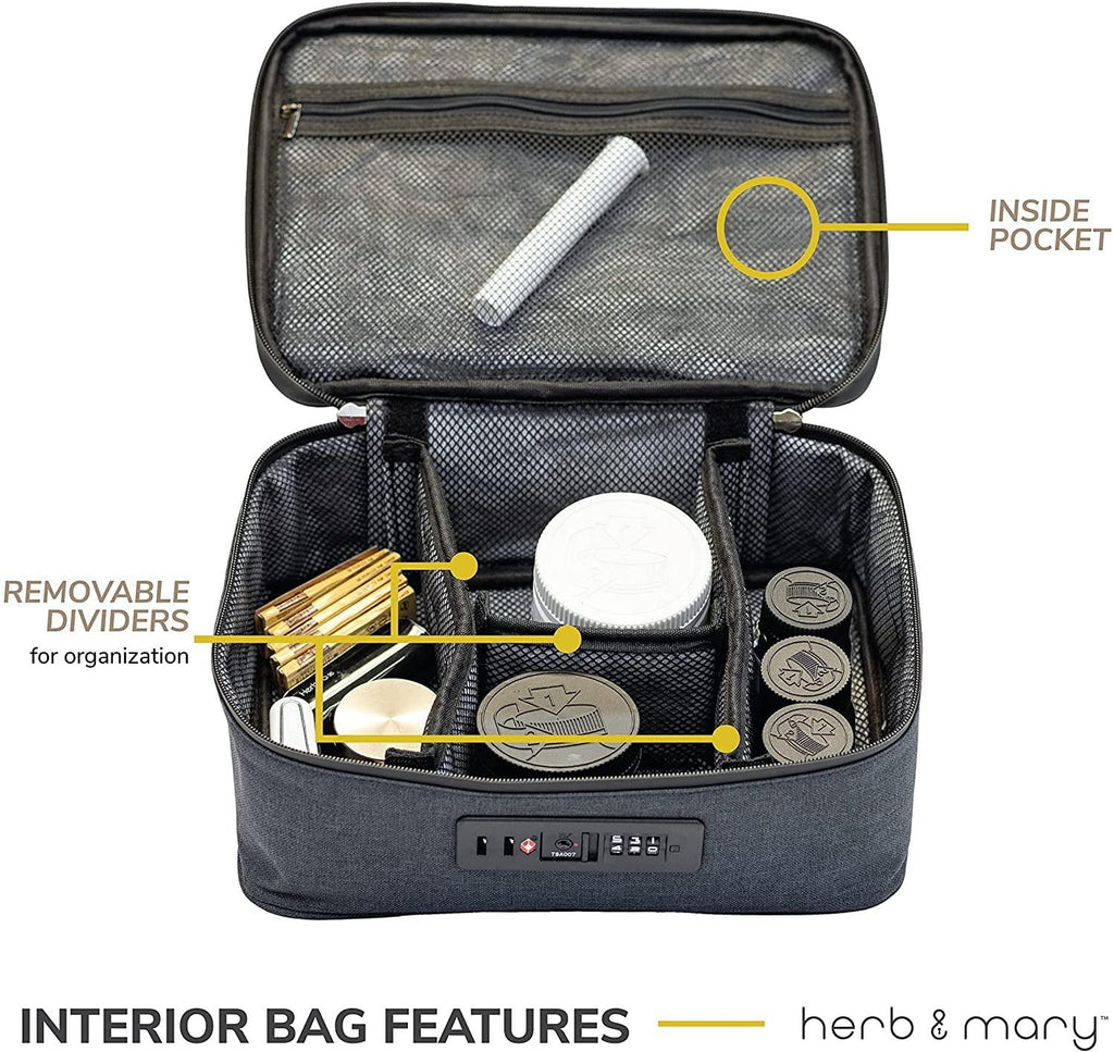 Herb & Mary | Smell Proof Accessories Storage Stash Case w/Integrated Combo Lock (Large)