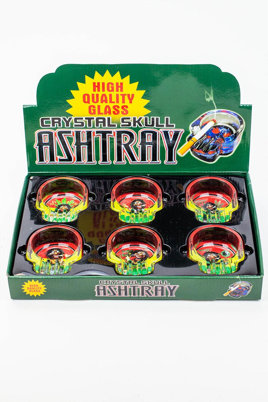 Skull shape glass ashtray Box of 6
